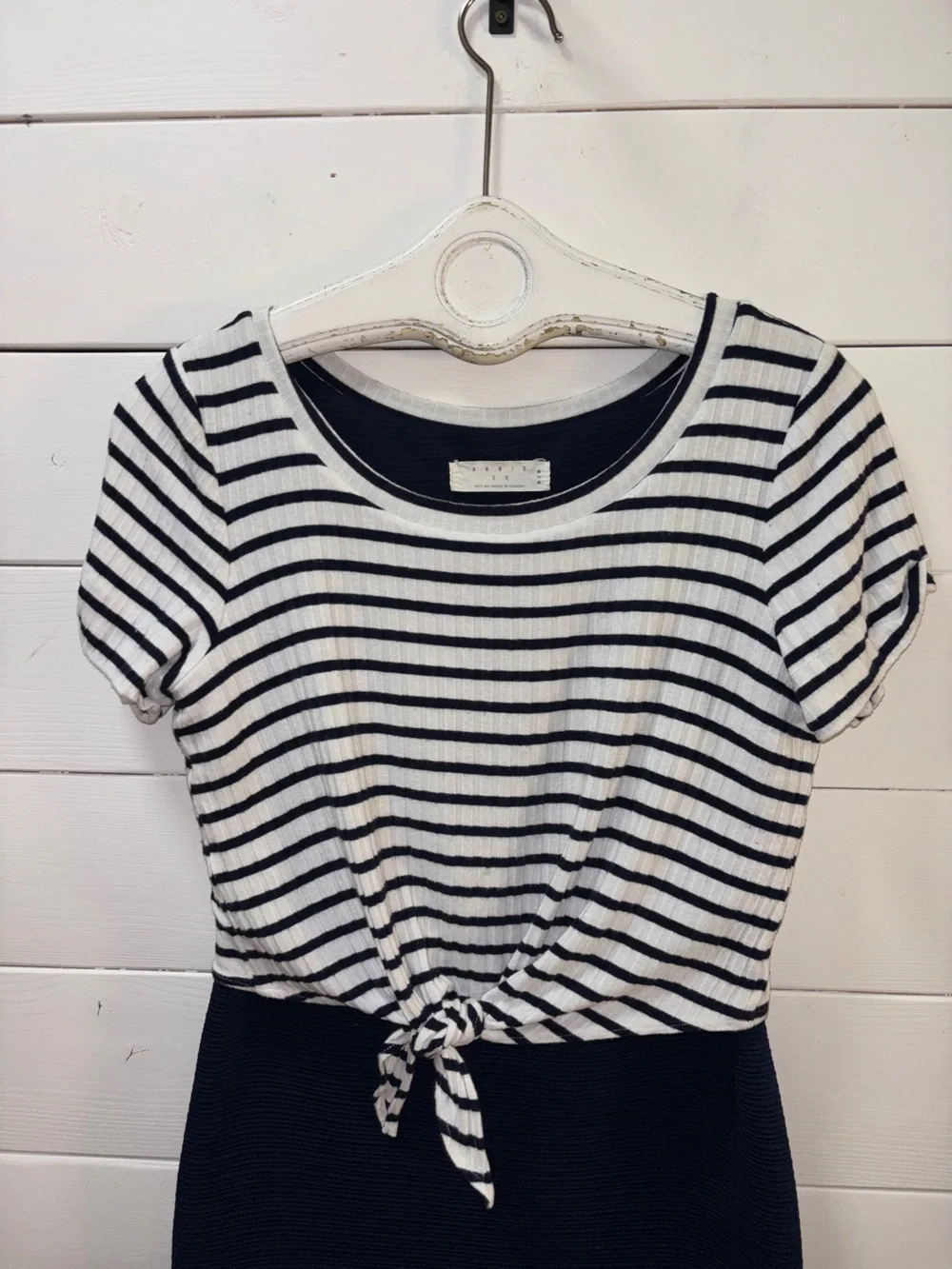 ANNIE 50 Navy & White Striped Tie Front Dress Size M - Picture 6 of 10
